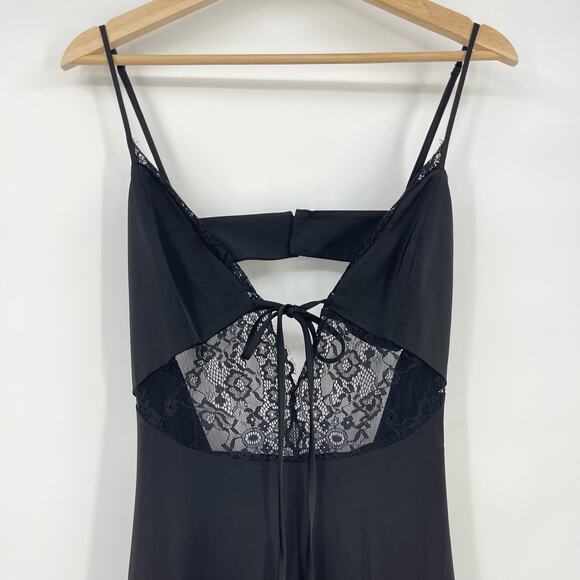 NBD | Brigitta Midi Dress in Black Satin Lace Asymmetrical Slip S - Picture 5 of 15